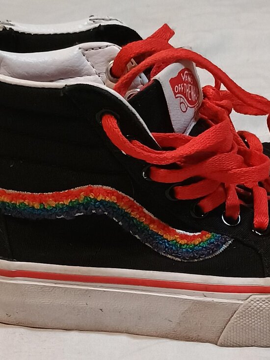 Vans Other - Vans/SK8 Hi Zip Sneakers/Kids 11/Black Rainbow Chenille Stripe High Top Zipper S